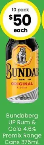The Bottle O Bundaberg UP Rum & Cola 4.6% Premix Range Cans 375mL offer