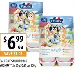 Supabarn PAULS KIDS MULITIPACK YOGHURT 12x95g offer