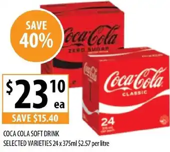 Supabarn COCA COLA SOFT DRINK SELECTED VARIETIES 24 x 375ml offer