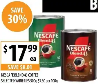 Supabarn NESCAFE BLEND 43 COFFEE SELECTED VARIETIES 500g offer