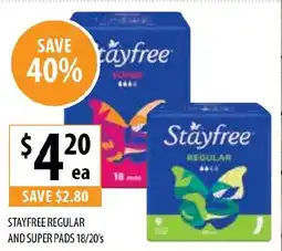 Supabarn STAYFREE REGULAR AND SUPER PADS 18/20's offer