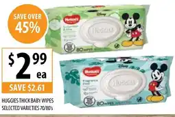 Supabarn HUGGIES THICK BABY WIPES SELECTED VARIETIES 70/80's offer
