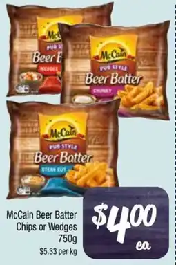 Farmer Jack's McCain Beer Batter Chips or Wedges 750g offer