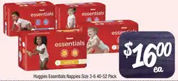 Farmer Jack's Huggies Essentials Nappies Size 3-6 40-52 Pack offer