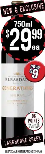 Farmer Jack's BLEASDALE GENERATIONS SHIRAZ offer