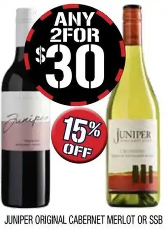 Farmer Jack's JUNIPER ORIGINAL CABERNET MERLOT OR SSB offer