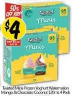 NQR Twisted Minis Frozen Yoghurt Watermelon Mango & Chocolate Coconut 120ml 4 Pack offer