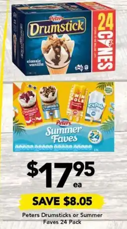 Drakes Peters Drumsticks or Summer Faves 24 Pack offer