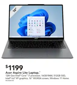 Harvey Norman Acer Aspire Lite Laptop 12th Gen i7 processor, 16GB RAM, 512GB SSD offer