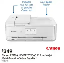 Harvey Norman Canon PIXMA HOME TS9565 Colour Inkjet Multi-Function Value Bundle. offer