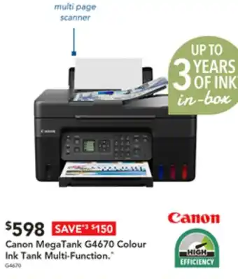 Harvey Norman Canon MegaTank G4670 Colour Ink Tank Multi-Function offer