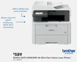 Harvey Norman Brother DCP-L3560CDW A4 All-in-One Colour Laser Printer offer