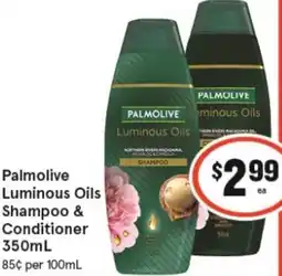 IGA Palmolive Luminous Oils Shampoo & Conditioner 350mL offer
