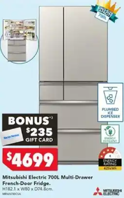 Harvey Norman Mitsubishi Electric 700L Multi-Drawer French-Door Fridge offer