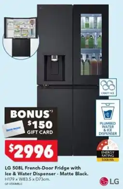 Harvey Norman LG 508L French-Door Fridge with Ice & Water Dispenser - Matte Black offer