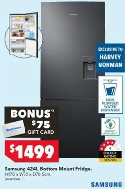 Harvey Norman Samsung 424L Bottom Mount Fridge offer