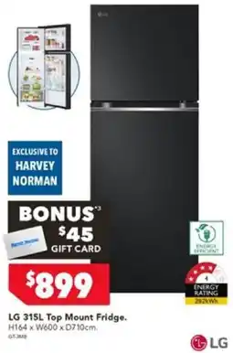 Harvey Norman LG 315L Top Mount Fridge offer