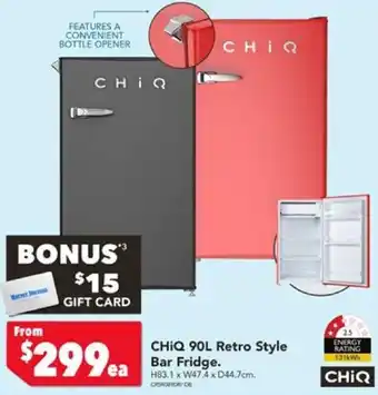 Harvey Norman CHIQ 90L Retro Style Bar Fridge offer