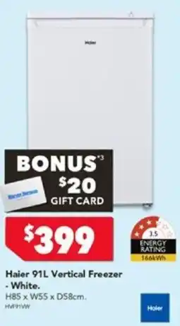 Harvey Norman Hisense 384L Hybrid Vertical Freezer Haier 91L Vertical Freezer offer