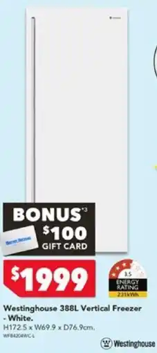 Harvey Norman Westinghouse 388L Vertical Freezer -White offer