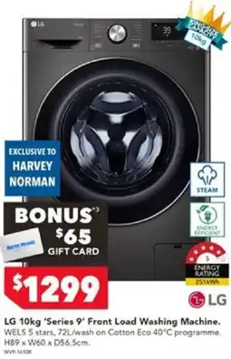 Harvey Norman LG 10kg 'Series 9' Front Load Washing Machine offer