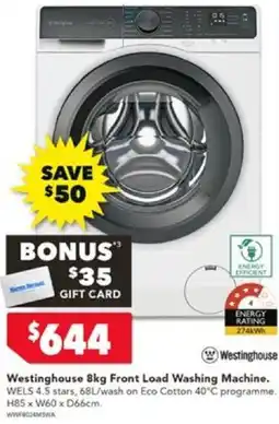 Harvey Norman Westinghouse 8kg Front Load Washing Machine offer