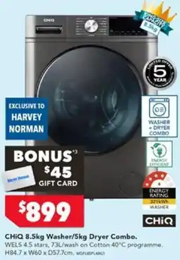 CHIQ 8.5kg Washer/5kg Dryer Combo