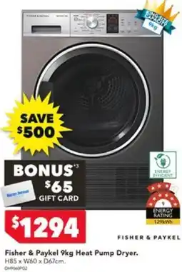 Harvey Norman Fisher & Paykel 9kg Heat Pump Dryer offer