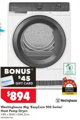 Harvey Norman Westinghouse 8kg 'EasyCare 500 Series Heat Pump Dryer offer