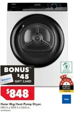 Harvey Norman Haier 8kg Heat Pump Dryer offer
