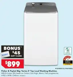 Harvey Norman Fisher & Paykel 8kg 'Series 5' Top Load Washing Machine offer