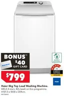 Harvey Norman Haier 8kg Top Load Washing Machine offer