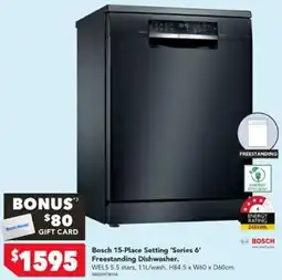 Harvey Norman Bosch 15-Place Setting 'Series 6' Freestanding Dishwasher offer