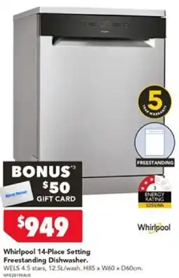 Harvey Norman Whirlpool 14-Place Setting Freestanding Dishwasher offer