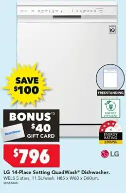 Harvey Norman LG 14-Place Setting QuadWash Dishwasher offer