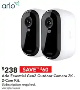 Harvey Norman Arlo Essential Gen2 Outdoor Camera 2K- 2-Cam Kit offer
