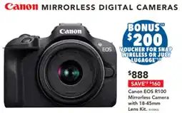 Harvey Norman Canon EOS R100 Mirrorless Camera with 18-45mm Lens Kit offer