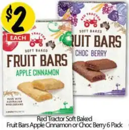 NQR Red Tractor Soft Baked Fruit Bars Apple Cinnamon or Choc Berry 6 Pack offer