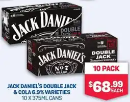 SipnSave JACK DANIEL'S DOUBLE JACK & COLA 6.9% VARIETIES 10 PACK offer