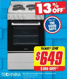 The Good Guys 54cm Electric Upright Cooker - Stainless Steel offer