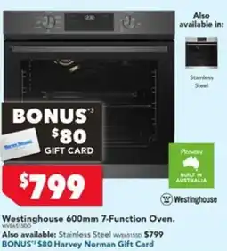 Harvey Norman Westinghouse 600mm 7-Function Oven offer