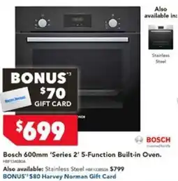 Harvey Norman Bosch 600mm 'Series 2' 5-Function Built-in Oven offer