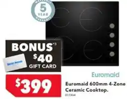 Harvey Norman Euromaid 600mm 4-Zone Ceramic Cooktop offer