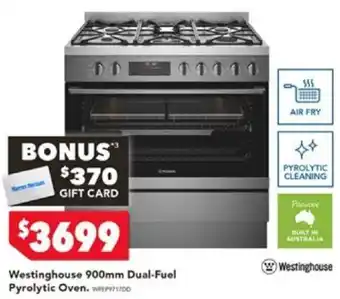 Harvey Norman Westinghouse 900mm Dual-Fuel Pyrolytic Oven offer