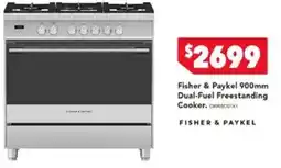 Harvey Norman Fisher & Paykel 900mm Dual-Fuel Freestanding Cooker offer