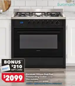 Harvey Norman Euromaid 900mm Dual-Fuel Freestanding Cooker offer