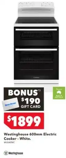 Harvey Norman Westinghouse 600mm Electric Cooker - White offer