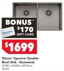 Harvey Norman Oliveri 'Spectra' Double- Bowl Sink - Gunmetal offer