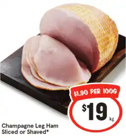IGA Champagne Leg Ham Sliced or Shaved offer