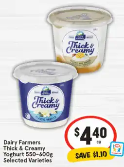 IGA Dairy Farmers Thick & Creamy Yoghurt 550-600g offer